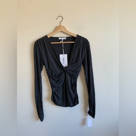 Frame Layered Wrap Long-Sleeve Top - Picture 2 of 8